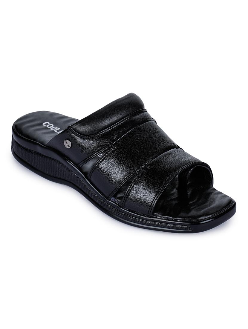 black leather slip on slippers - 17549097 - Zoom Image - 1