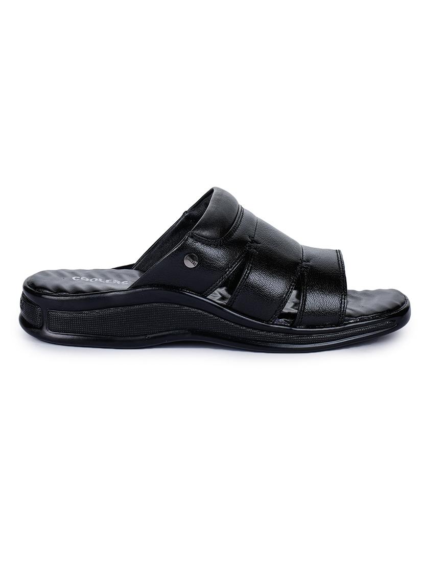 black leather slip on slippers - 17549097 - Zoom Image - 2