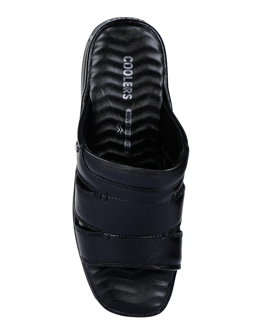 black leather slip on slippers - 17549097 - Zoom Image - 4