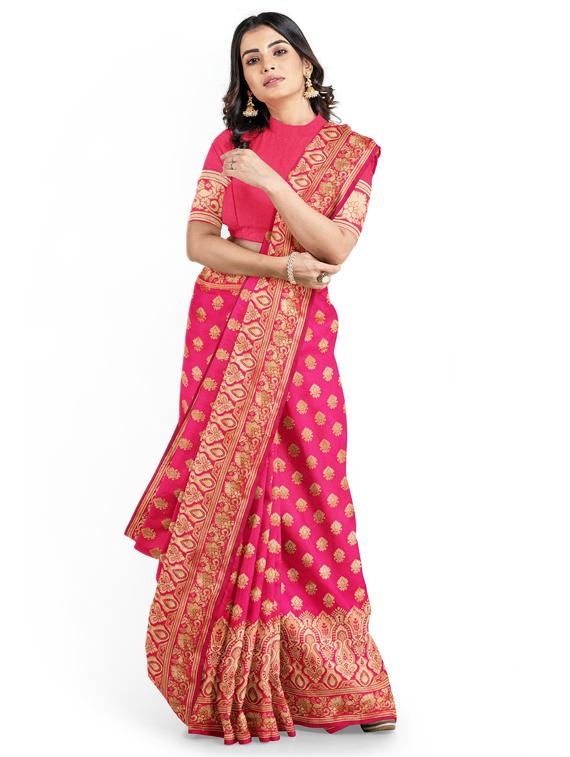 self design woven saree with blouse - 17549140 - Zoom Image - 1
