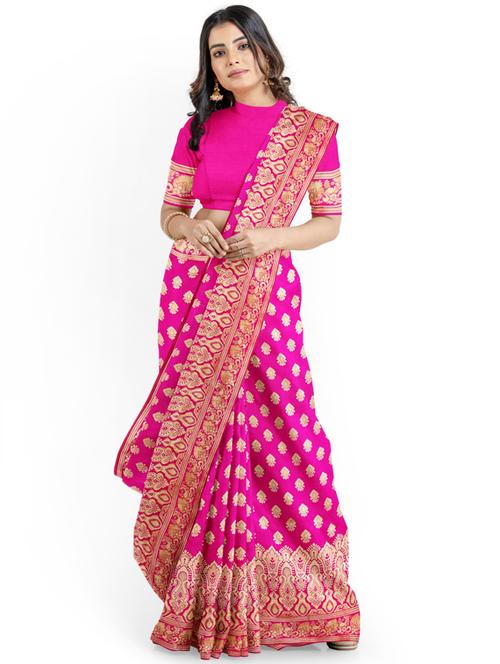 self design woven saree with blouse - 17549141 - Standard Image - 1