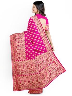 self design woven saree with blouse - 17549141 - Standard Image - 2