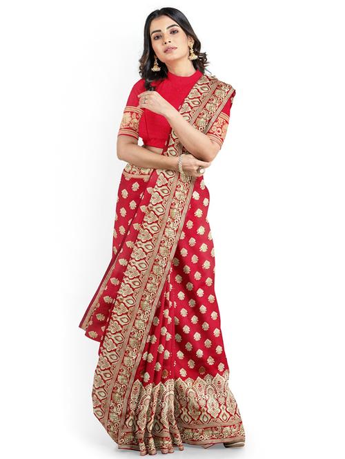 self design woven saree with blouse - 17549143 - Standard Image - 1