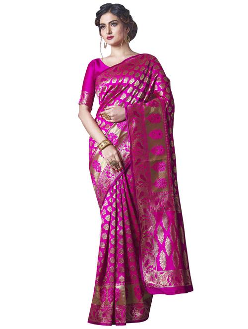 jacquard banarasi saree with blouse - 17549150 - Standard Image - 1