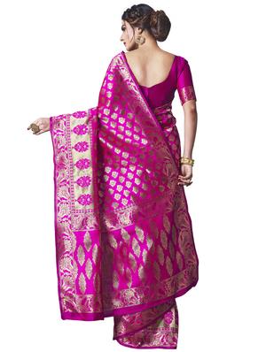 jacquard banarasi saree with blouse - 17549150 - Standard Image - 2
