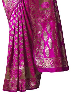 jacquard banarasi saree with blouse - 17549150 - Standard Image - 4