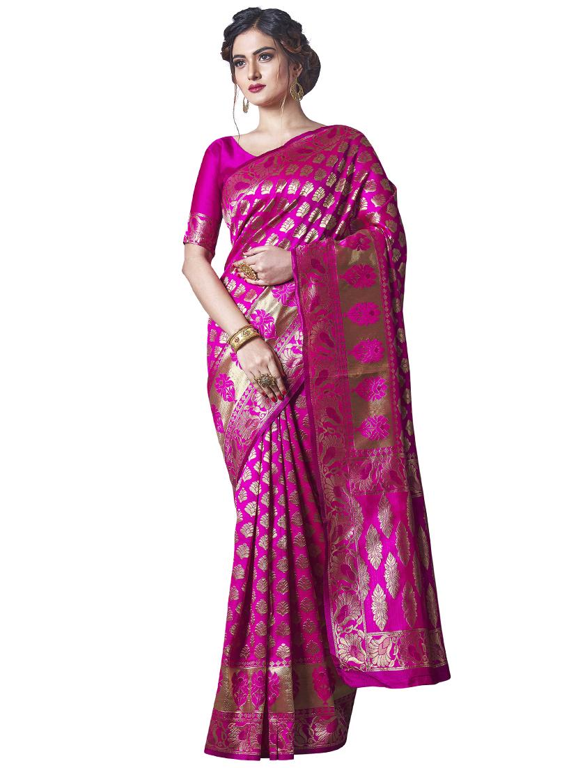 jacquard banarasi saree with blouse - 17549150 - Zoom Image - 1
