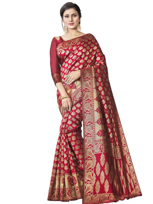 jacquard banarasi saree with blouse - 17549151 - Standard Image - 1