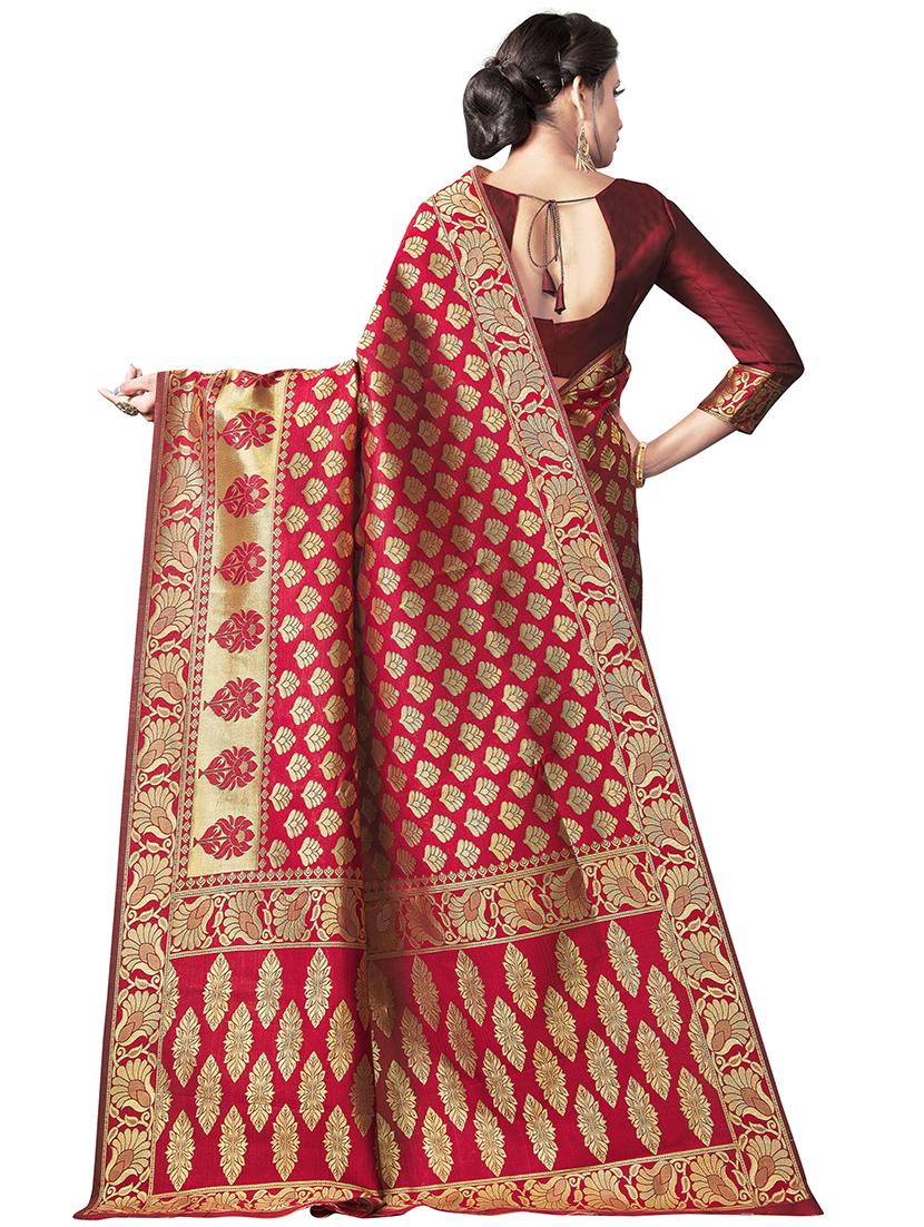 jacquard banarasi saree with blouse - 17549151 - Zoom Image - 2