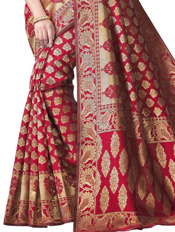jacquard banarasi saree with blouse - 17549151 - Zoom Image - 4