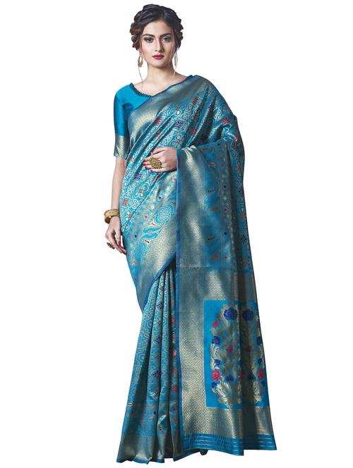 jacquard woven saree with blouse - 17549203 - Standard Image - 1