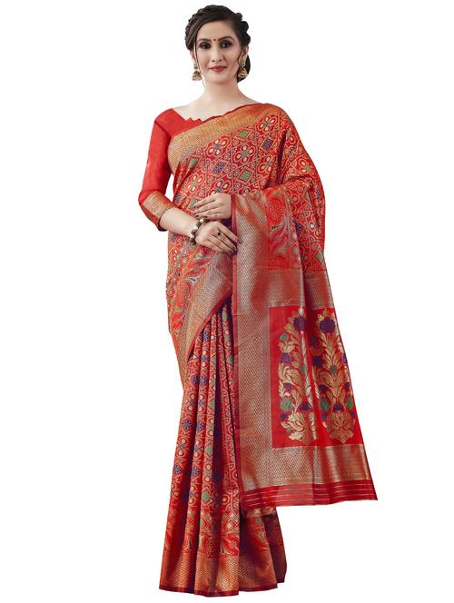 jacquard woven saree with blouse - 17549205 - Standard Image - 1