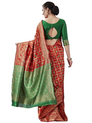 jacquard woven saree with blouse - 17549208 - Standard Image - 2