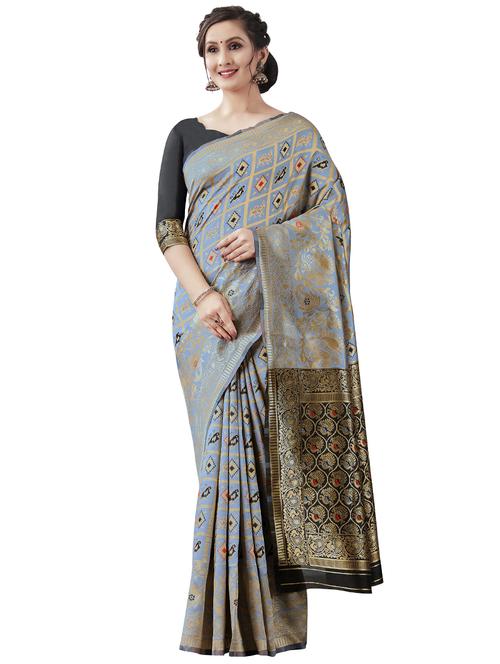 jacquard woven saree with blouse - 17549209 - Standard Image - 1