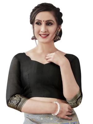 jacquard woven saree with blouse - 17549209 - Standard Image - 3
