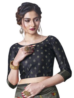 floral woven saree with blouse - 17549251 - Standard Image - 3