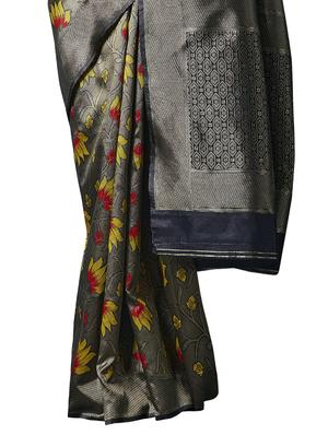 floral woven saree with blouse - 17549251 - Standard Image - 4