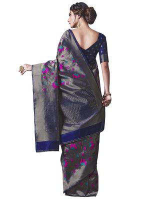 floral woven saree with blouse - 17549252 - Standard Image - 2