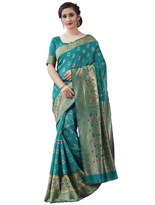 jacquard woven saree with blouse - 17549260 - Standard Image - 1