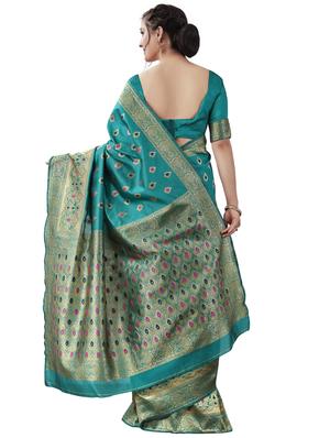 jacquard woven saree with blouse - 17549260 - Standard Image - 2