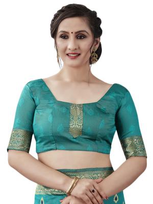 jacquard woven saree with blouse - 17549260 - Standard Image - 3
