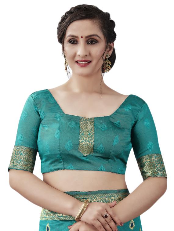 jacquard woven saree with blouse - 17549260 - Zoom Image - 3