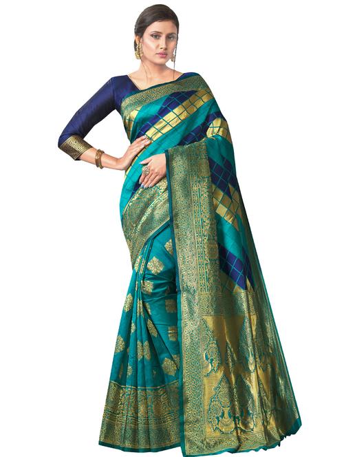 jacquard woven saree with blouse - 17549262 - Standard Image - 1