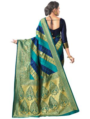 jacquard woven saree with blouse - 17549262 - Standard Image - 2