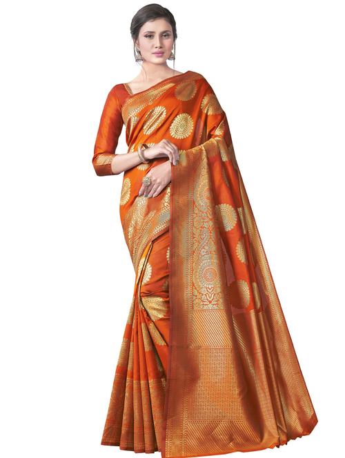 jacquard woven saree with blouse - 17549264 - Standard Image - 1