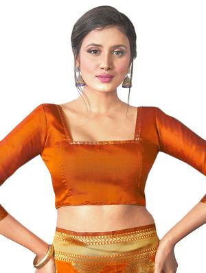 jacquard woven saree with blouse - 17549264 - Standard Image - 3