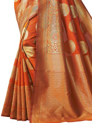 jacquard woven saree with blouse - 17549264 - Standard Image - 4