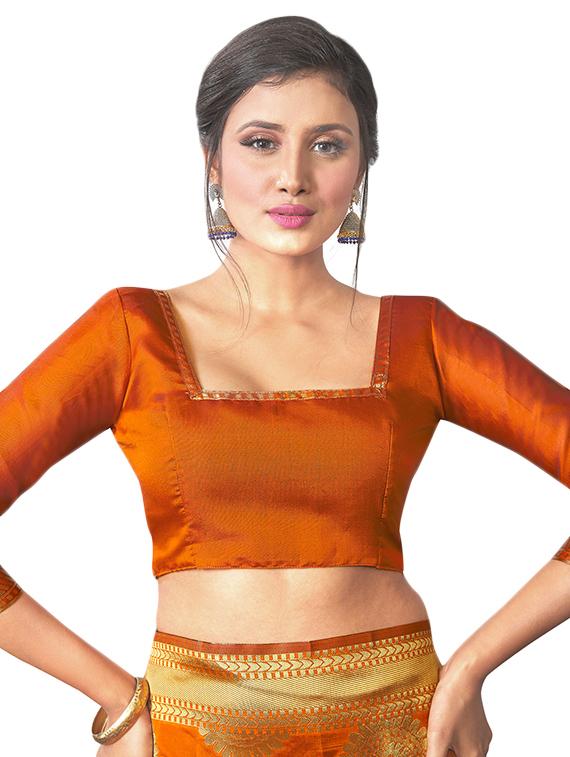 jacquard woven saree with blouse - 17549264 - Zoom Image - 3