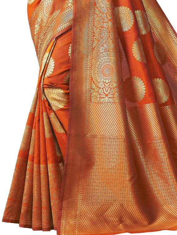 jacquard woven saree with blouse - 17549264 - Zoom Image - 4