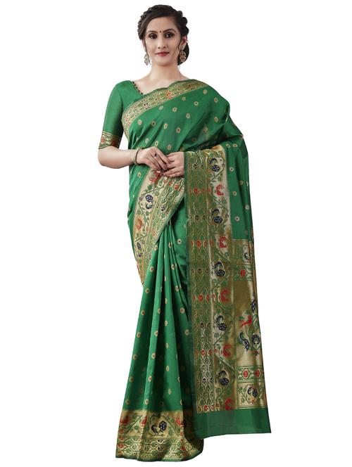 jacquard woven saree with blouse - 17549272 - Standard Image - 1