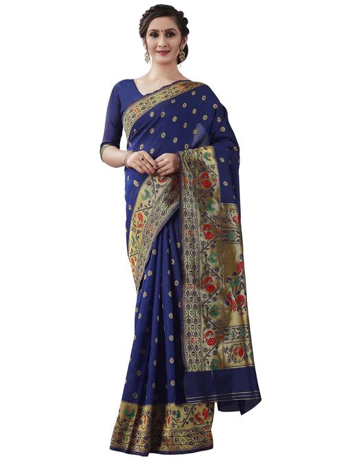 jacquard woven saree with blouse - 17549273 - Standard Image - 1