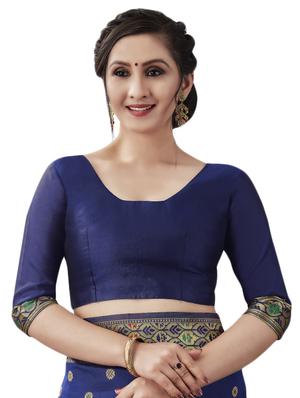 jacquard woven saree with blouse - 17549273 - Standard Image - 3