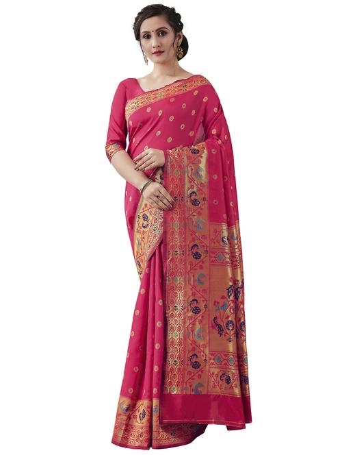 jacquard woven saree with blouse - 17549274 - Standard Image - 1
