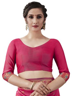 jacquard woven saree with blouse - 17549274 - Standard Image - 3