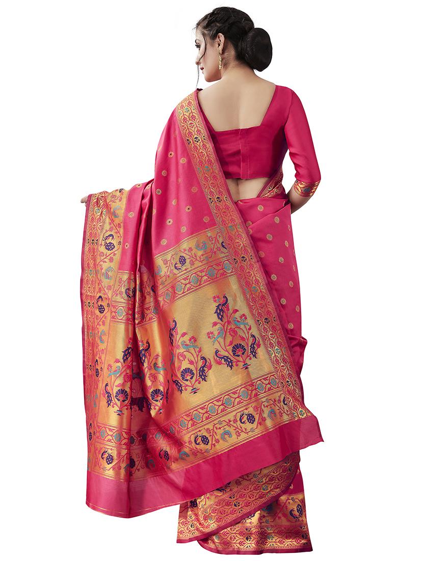 jacquard woven saree with blouse - 17549274 - Zoom Image - 2