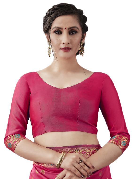 jacquard woven saree with blouse - 17549274 - Zoom Image - 3