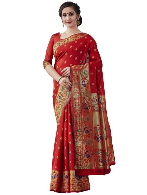 jacquard woven saree with blouse - 17549275 - Standard Image - 1