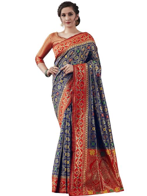 jacquard woven saree with blouse - 17549277 - Standard Image - 1