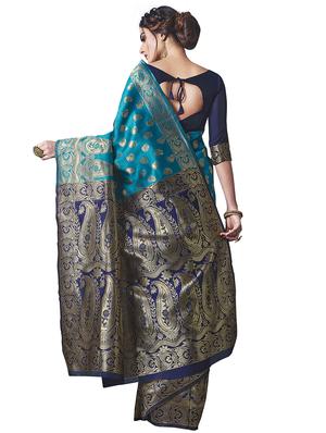jacquard woven saree with blouse - 17549280 - Standard Image - 2