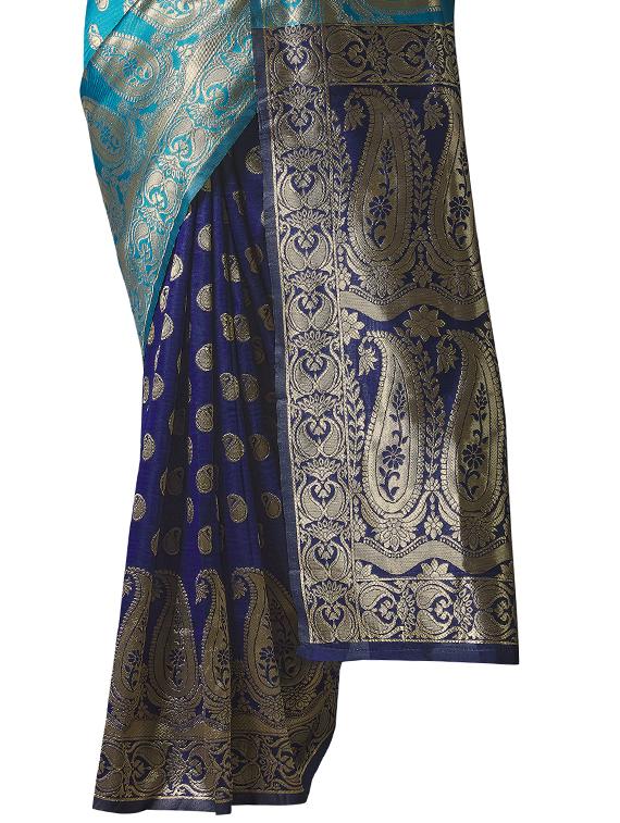 jacquard woven saree with blouse - 17549280 - Zoom Image - 4
