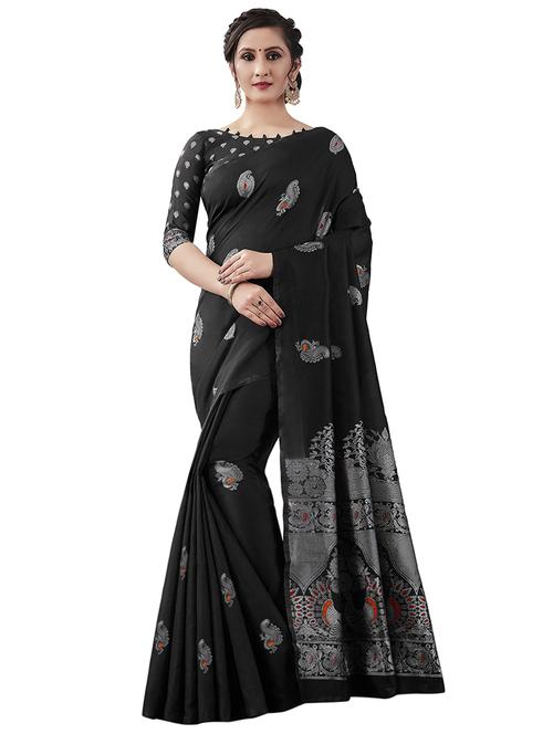 jacquard woven saree with blouse - 17549316 - Standard Image - 1