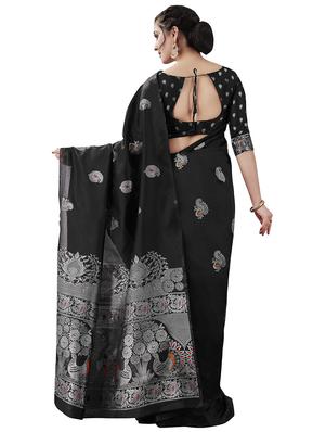 jacquard woven saree with blouse - 17549316 - Standard Image - 2