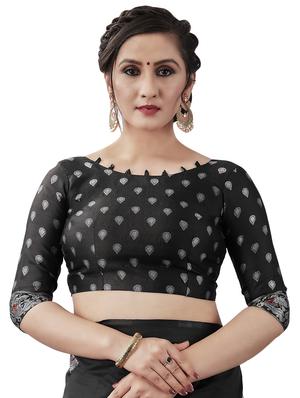jacquard woven saree with blouse - 17549316 - Standard Image - 3