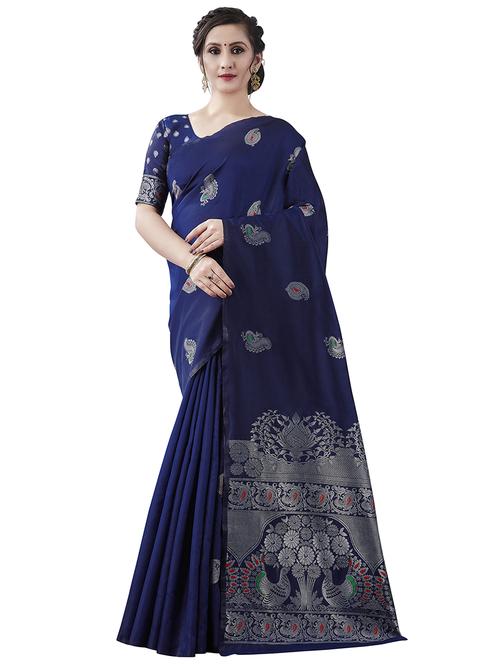 jacquard woven saree with blouse - 17549317 - Standard Image - 1