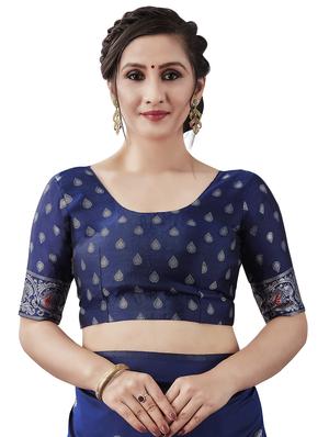 jacquard woven saree with blouse - 17549317 - Standard Image - 3
