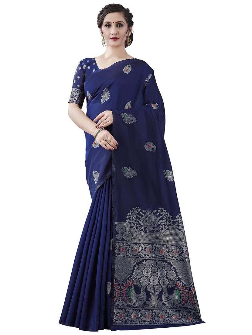 jacquard woven saree with blouse - 17549317 - Zoom Image - 1